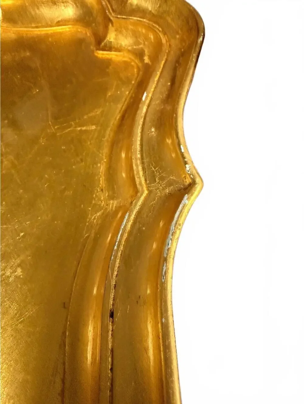 Vintage Gold Decorative Serving Tray with Scalloped Edges
